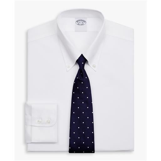 Brooks Brothers camicia bianca regular fit non-iron in twill di cotone supima elasticizzato con collo button-down bianco
