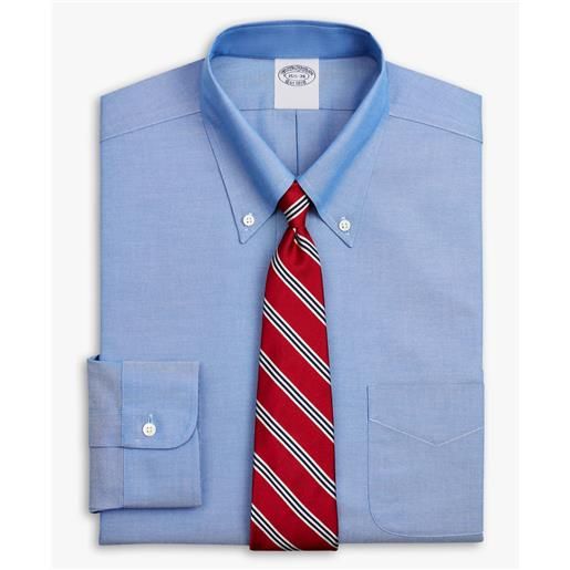 Brooks Brothers camicia blu regular fit non-iron pinpoint con collo button-down