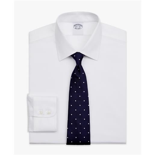 Brooks Brothers camicia bianca slim fit non-iron in twill con collo ainsley bianco