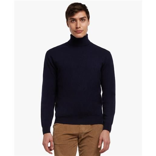 Brooks Brothers maglione dolcevita in lana e cachemire blu navy