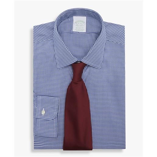 Brooks Brothers camicia blu slim fit non-iron in cotone stretch con collo ainsley
