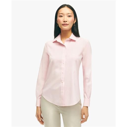 Brooks Brothers camicia regular fit non-iron in cotone stretch rosa