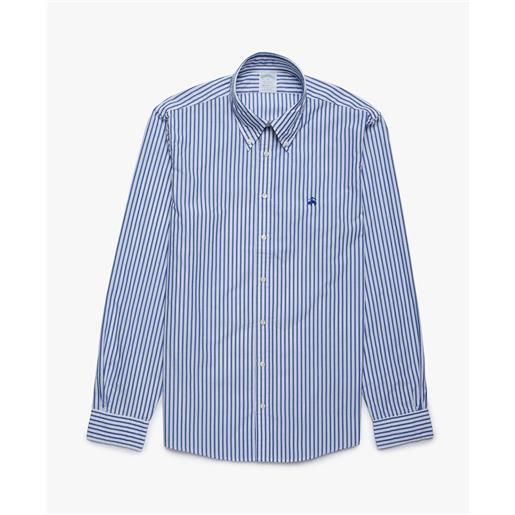 Brooks Brothers camicia sportiva milano slim fit in cotone, colletto button-down blu bengala