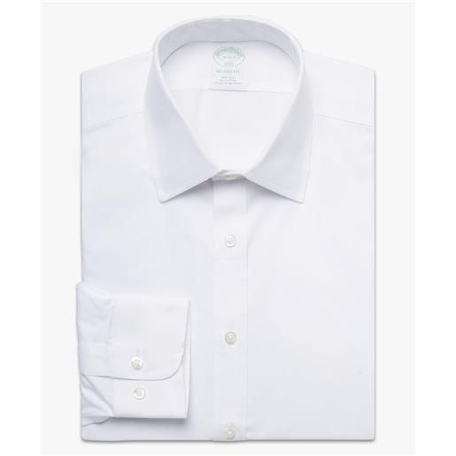 Brooks Brothers camicia elegante milano slim fit in pinpoint non-iron, colletto ainsley bianco