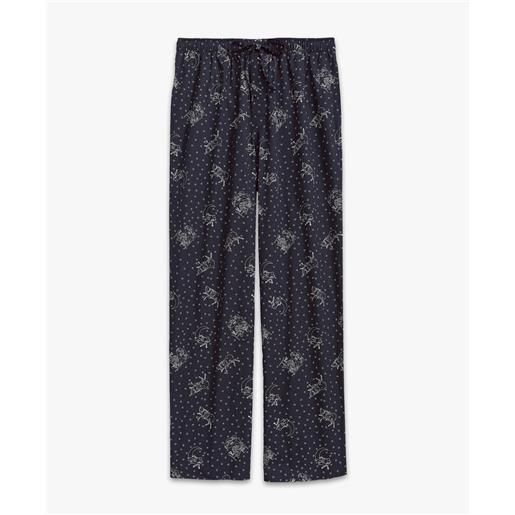 Brooks Brothers pantalone lounge in popeline di cotone con fantasia henry navy