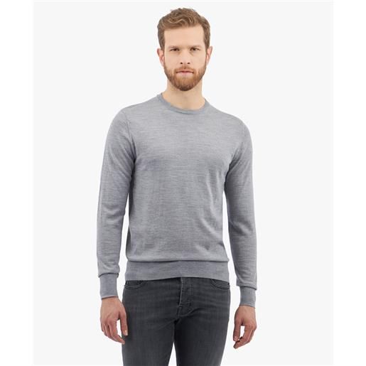 Brooks Brothers maglione con collo a giro in lana merino grigio medio
