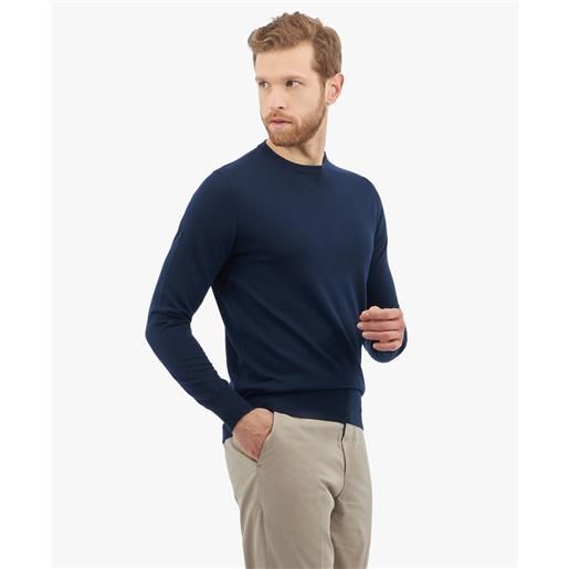 Brooks Brothers maglione con collo a giro in lana merino blu navy