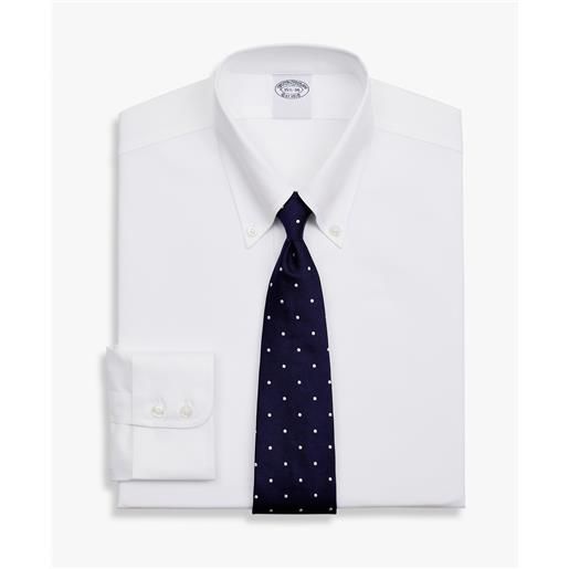 Brooks Brothers camicia bianca slim fit non-iron in twill di cotone supima elasticizzato con collo button-down bianco