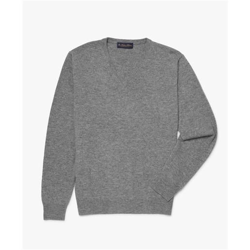 Brooks Brothers maglione con scollo a v in cachemire grigio chiaro