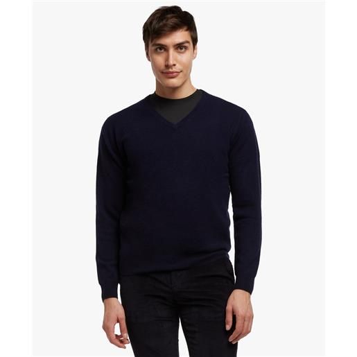 Brooks Brothers maglione con scollo a v in lana e cachemire blu navy