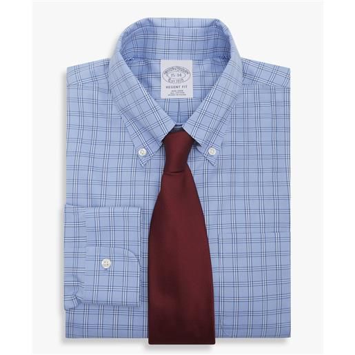 Brooks Brothers camicia blu regular fit non-iron pinpoint con colletto button down