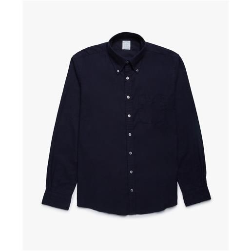 Brooks Brothers camicia sportiva milano slim fit in flanella portoghese, colletto button-down blu navy