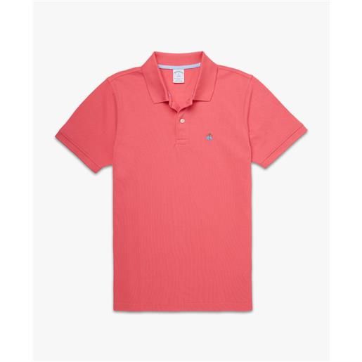 Brooks Brothers polo slim fit a maniche corte in piquet rosa acceso