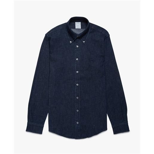 Brooks Brothers camicia sportiva milano slim fit in denim, colletto button-down denim scuro