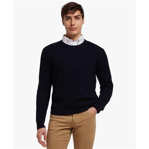 Brooks Brothers maglione a costine in lana e cachemire blu navy