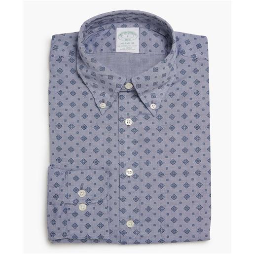 Brooks Brothers camicia sportiva milano slim fit in cotone, colletto button-down celeste