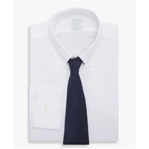 Brooks Brothers camicia bianca slim fit non-iron in cotone con collo button-down bianco