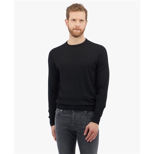 Brooks Brothers maglione con collo a giro in lana merino nero