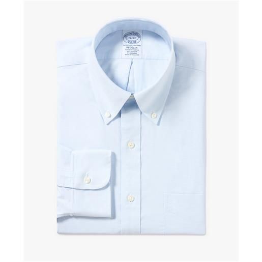 Brooks Brothers camicia regular fit non-iron azzurra in cotone elasticizzato con collo button-down blu pastello