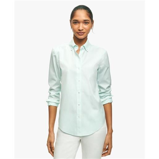 Brooks Brothers camicia regular fit non-iron in cotone stretch turchese