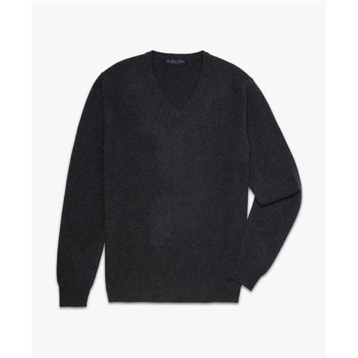 Brooks Brothers maglione con scollo a v in cachemire grigio scuro