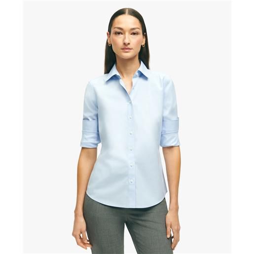 Brooks Brothers camicia regular fit non-iron in cotone stretch blu