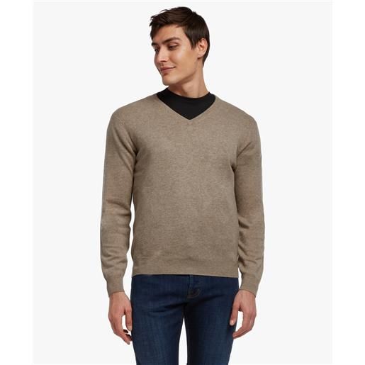 Brooks Brothers maglione con scollo a v in lana e cachemire sabbia