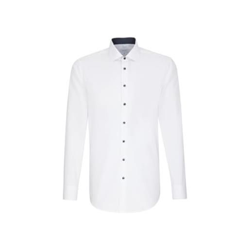 Seidensticker herren business hemd shaped fit - bügelfreies camicia formale, bianco (white 01), 48 (taglia produttore: 42) uomo