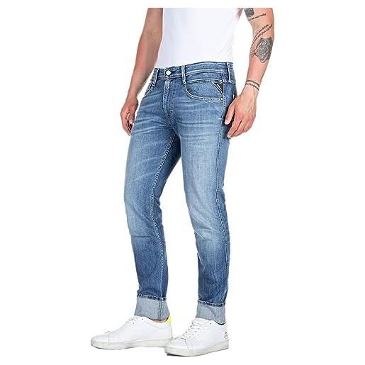 REPLAY jeans uomo anbass slim fit elasticizzati, blu (medium blue 009), w38 x l36