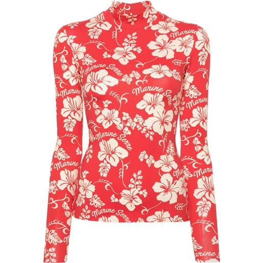 Marine Serre t-shirt a collo alto - rosso