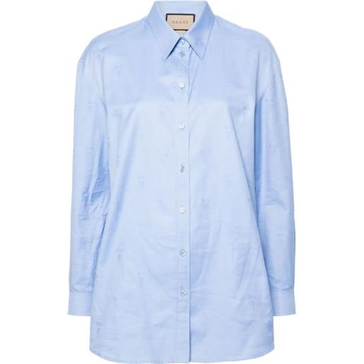Gucci camicia oxford con logo jacquard - blu