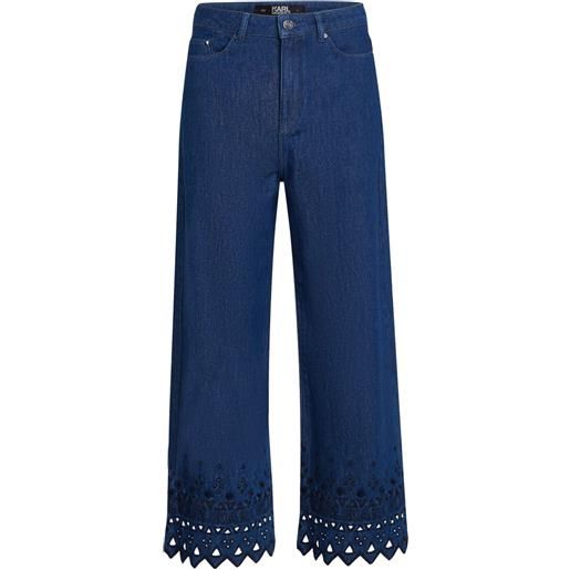 Karl Lagerfeld Jeans giacca crop in pizzo sangallo - blu