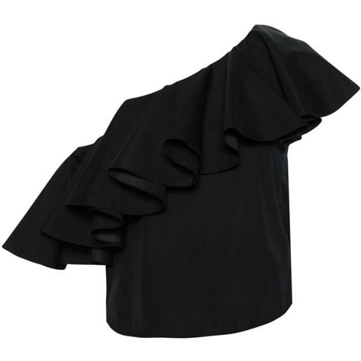 Giambattista Valli top asimmetrico con ruches - nero