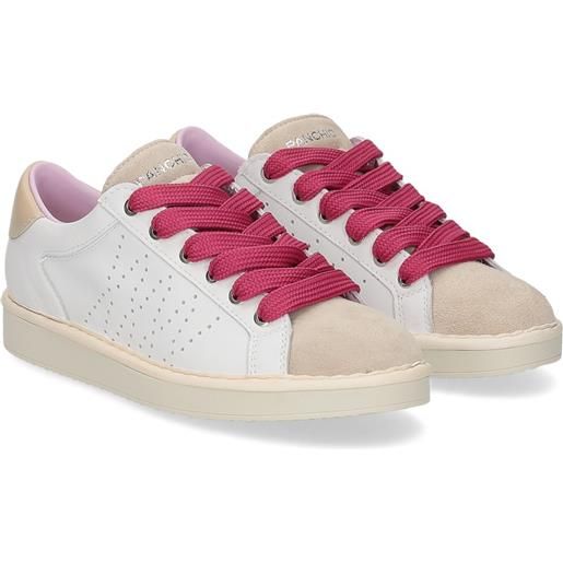 Panchic p01w013 lace-up shoe leather suede white fog fucsia