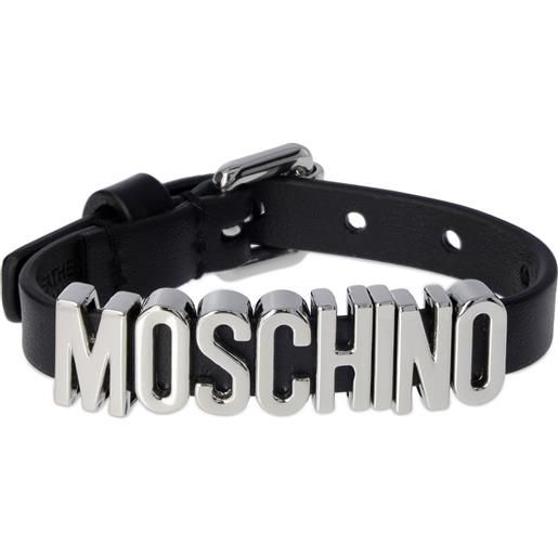 MOSCHINO bracciale in pelle con logo