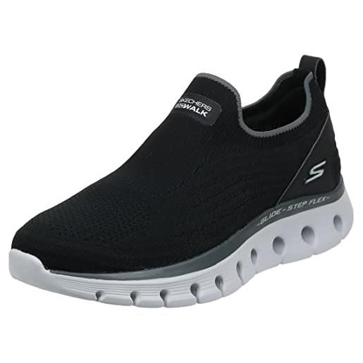 Skechers go walk glide-step flex, scarpe da ginnastica uomo, tessuto nero nero sintetico grigio e bianco, 44.5 eu