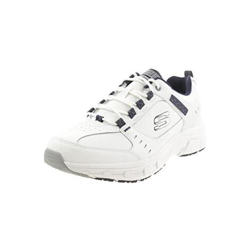 Skechers oak canyon - redwick, scarpe da ginnastica uomo, bianco white leather synthetic textile navy trim wnv, 46 eu