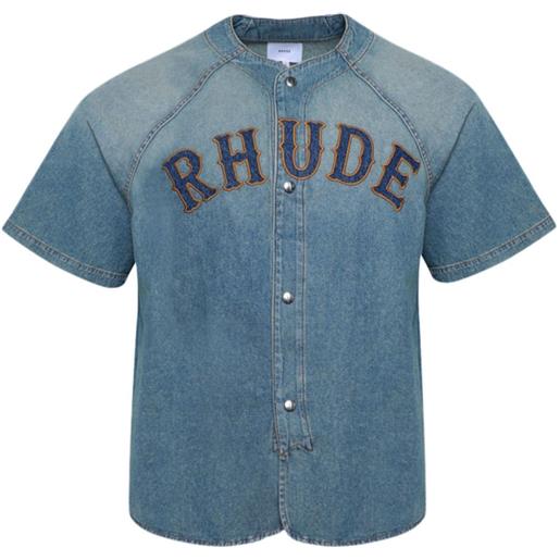 RHUDE camicia denim baseball - blu