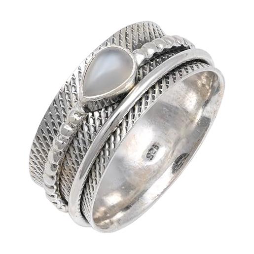 JEWELFORCE jsr-142 - anello da meditazione in argento sterling 925, per uomini e donne, articolo da regalo realizzato a mano, 69 (22.0), metallo prezioso gemma, peridoto