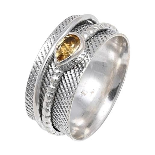 JEWELFORCE jsr-142 - anello da meditazione in argento sterling 925, per uomini e donne, articolo da regalo realizzato a mano, 19 (18,8), metallo prezioso gemma, pietra di luna