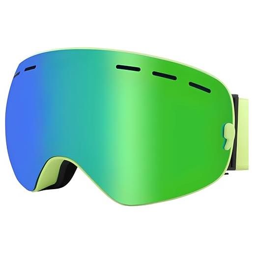Generic phmax maschera da sci per uomo e donna occhiali da sci sci motoslitta senza montatura 100% uv400 anti-appannamento, maschera da sci invernale (rosso)