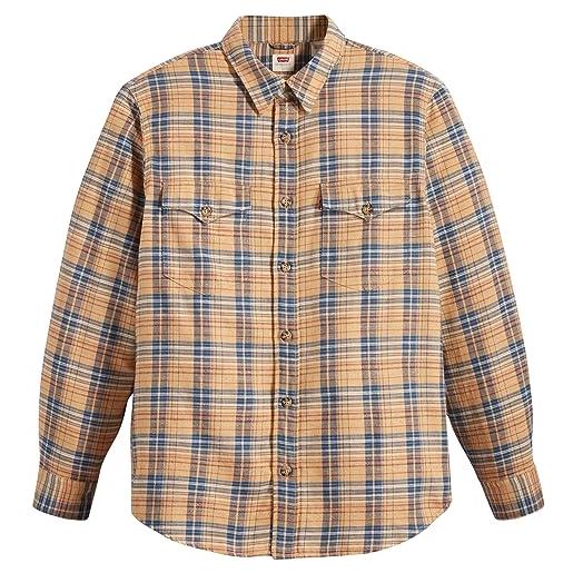Levi's relaxed fit western, camicia uomo, humphrey plaid bright white, m