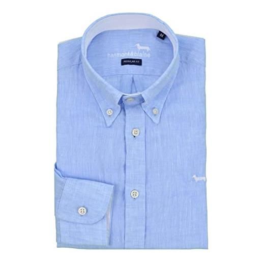 Harmont & Blaine - uomo camicia lino celeste regular crj014 b t10883 810 - taglia 3xl
