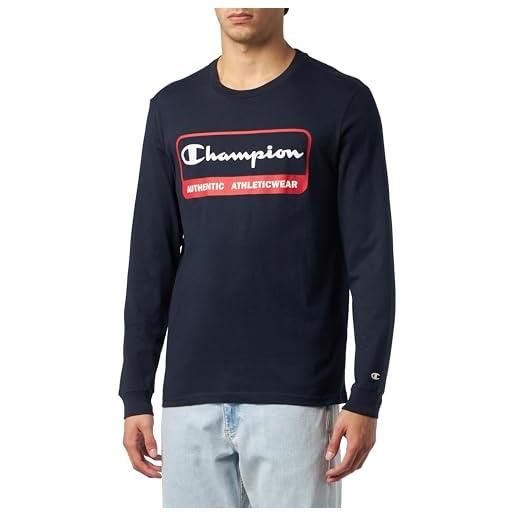Champion legacy graphic shop authentic - l-s crewneck maglietta a manica lunga, blu marino, xxl uomo fw23