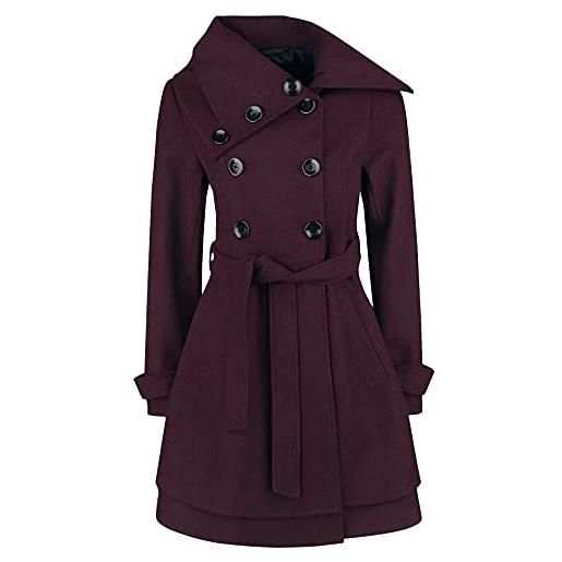 Black Premium by EMP donna cappotto invernale rosso scuro con cintura da annodare s
