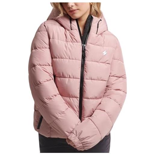 Superdry hooded spirit sports puffer giacca, rosa vintage, 40 donna