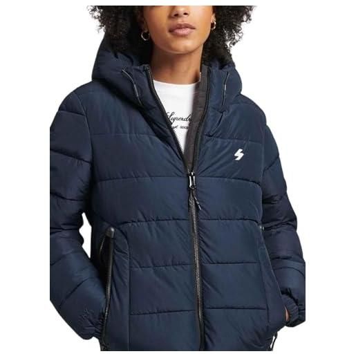 Superdry hooded spirit sports puffer giacca, blu marino scuro, 46 donna