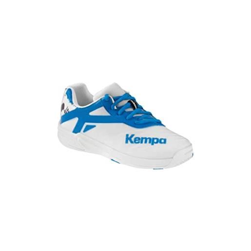 Kempa wing 2.0 junior, scarpe da corsa e da ginnastica, da pallamano, jogging, attività all'aria aperta, per il tempo libero, leggere e traspiranti donna, bianco blu, 32 eu