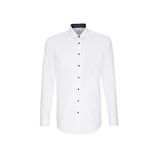Seidensticker herren business hemd shaped fit - bügelfreies camicia formale, bianco (white 01), 39 uomo
