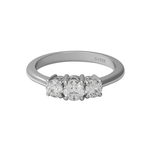 MOONEYE anello trilogy anello da donna con tre pietre in argento sterling 925 con diamante moissanite a forma rotonda da 0,56 ctw argento sterling, 21